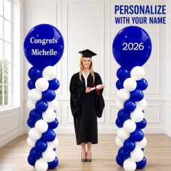 Grad Blue 2026 PERSONALIZED Airfill Double Balloon Column Set
